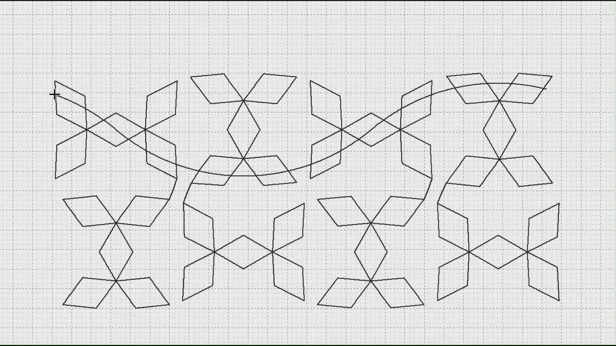 Video preview of Diamond Weave 1 longarm pantograph stitching a continuous line geometric edge to edge quilting design