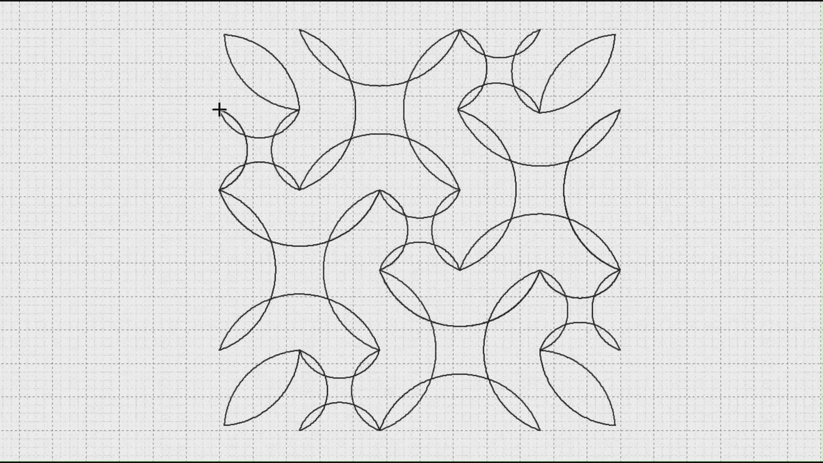 Video preview of Command longarm pantograph stitching a continuous line modern geometric edge to edge quilting design