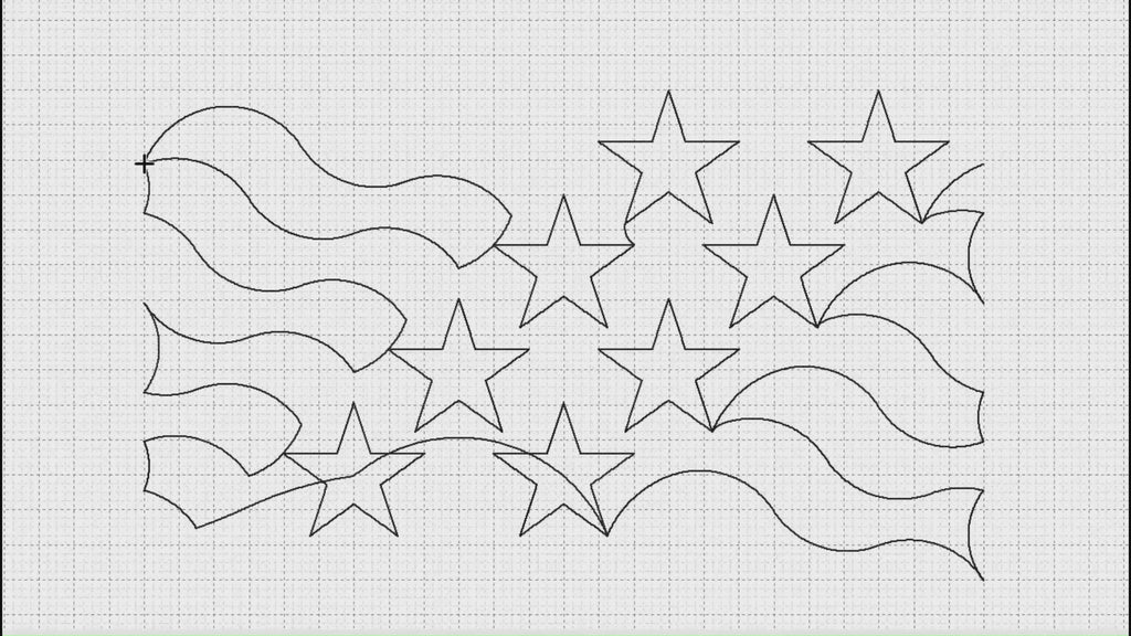 Video preview of Continuous Stars and Stripes longarm pantograph stitching a continuous line patriotic edge to edge quilting design