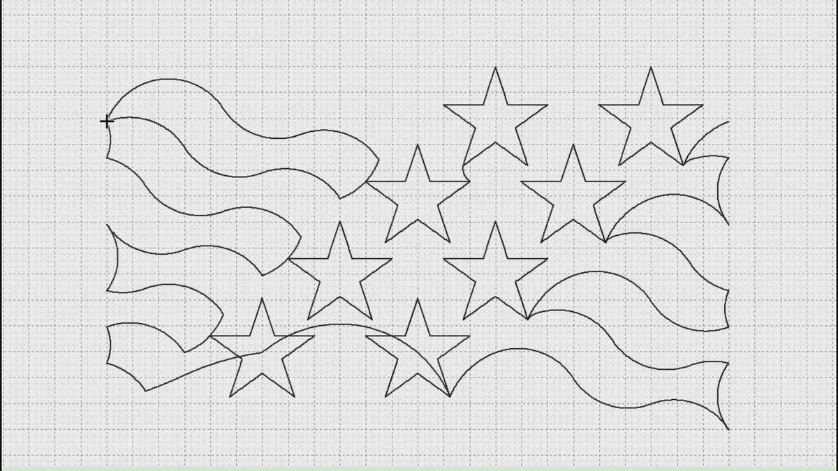 Video preview of Continuous Stars and Stripes longarm pantograph stitching a continuous line patriotic edge to edge quilting design