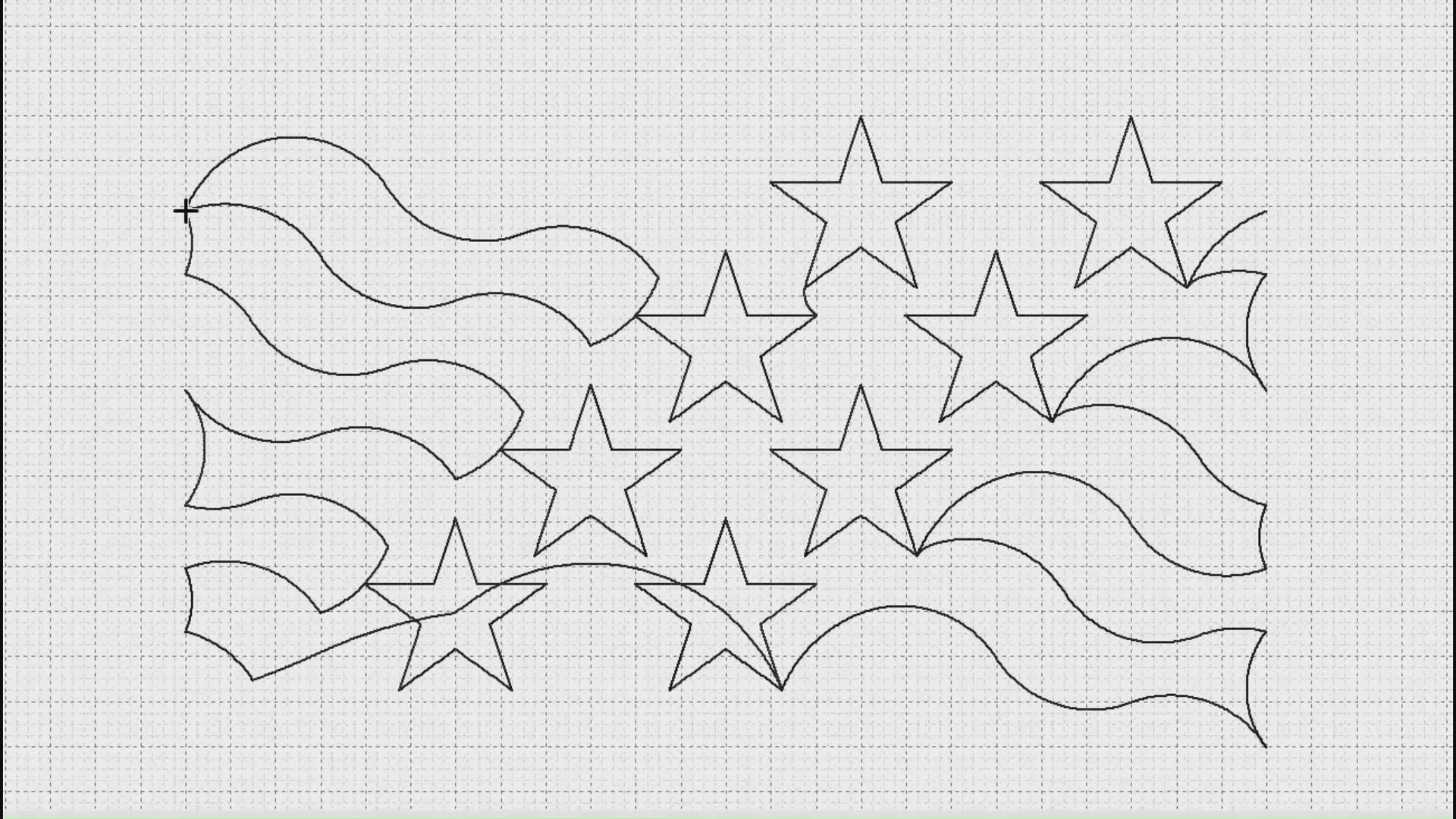 Video preview of Continuous Stars and Stripes longarm pantograph stitching a continuous line patriotic edge to edge quilting design