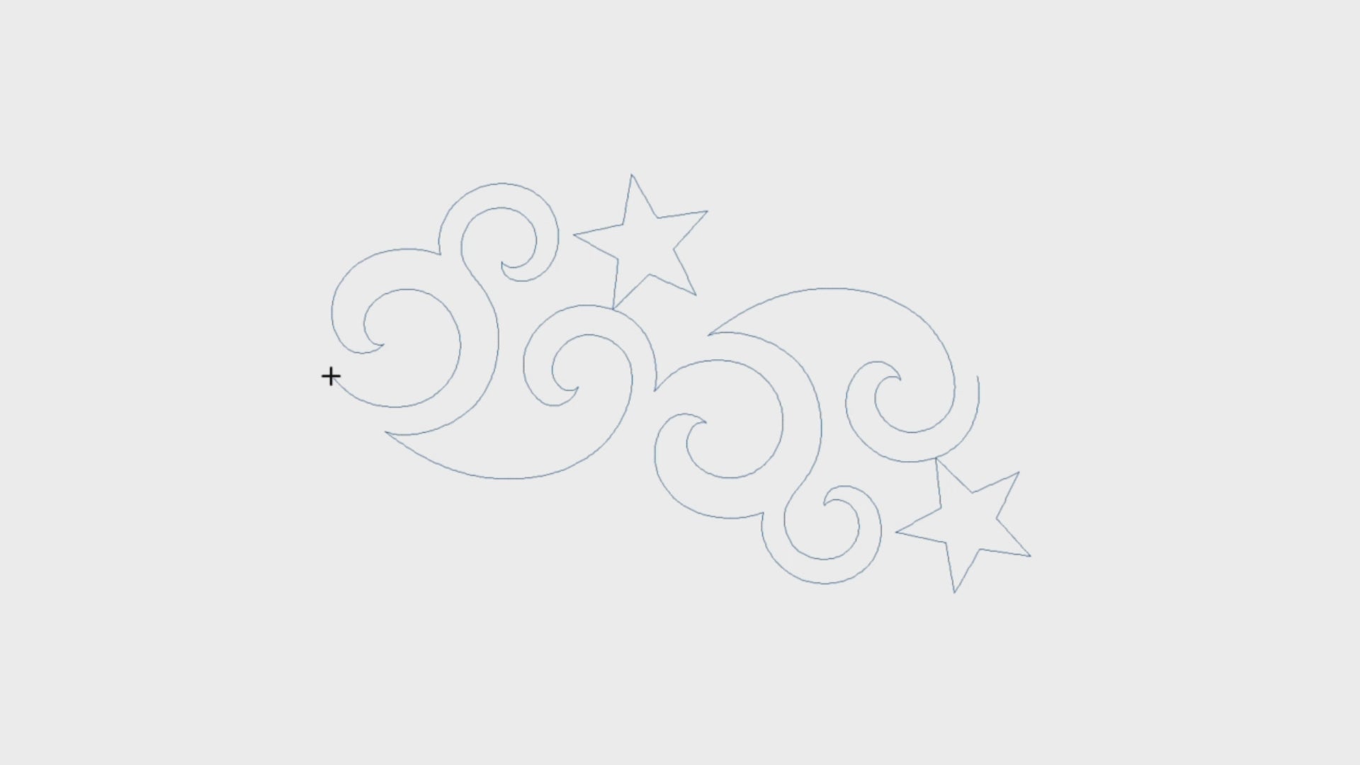 Video demo of the Twirling Stars whimsical quilting pantograph stitching out on a longarm machine, showing how the twirling star quilt design flows from block to block.