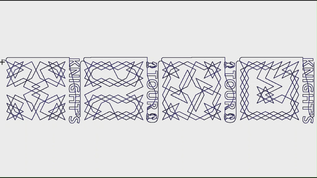 Video preview of Knight's Tour chess quilting pantograph stitching out on a longarm quilting machine
