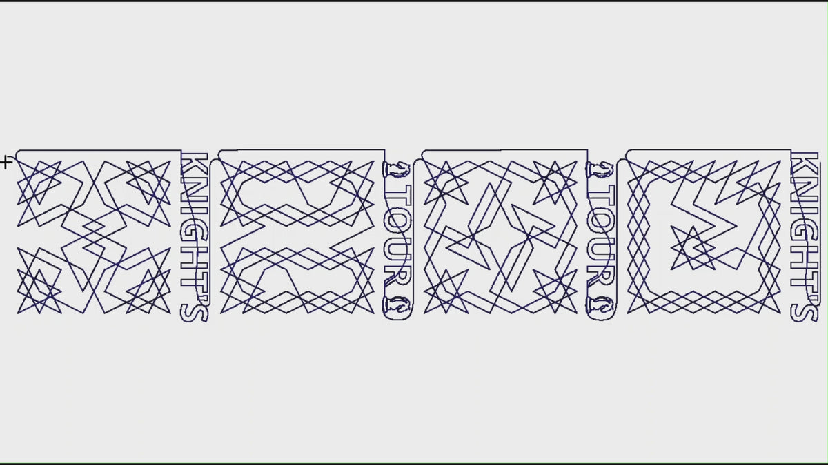 Video preview of Knight's Tour chess quilting pantograph stitching out on a longarm quilting machine