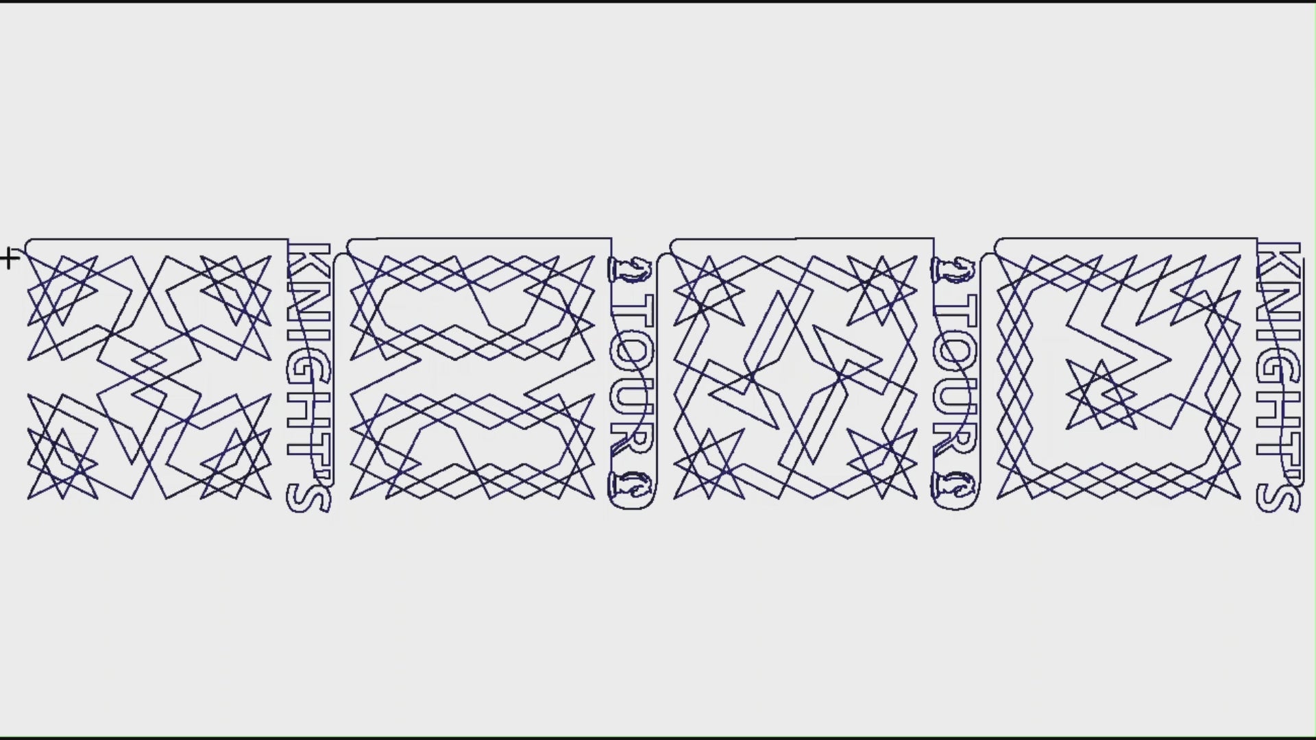 Video preview of Knight's Tour chess quilting pantograph stitching out on a longarm quilting machine