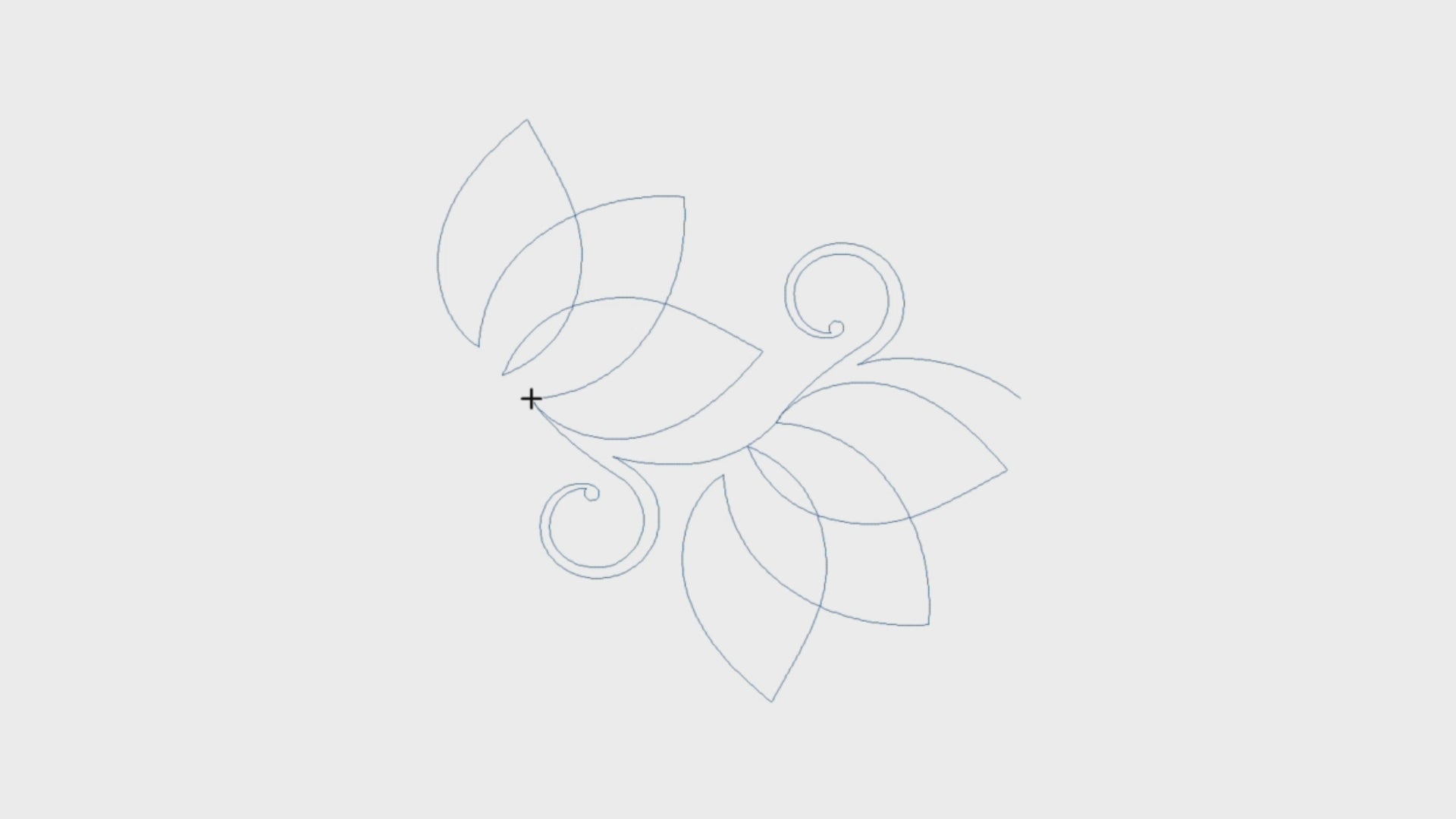 Video preview of Lotus Curlicue digital floral quilting design stitching across a quilt