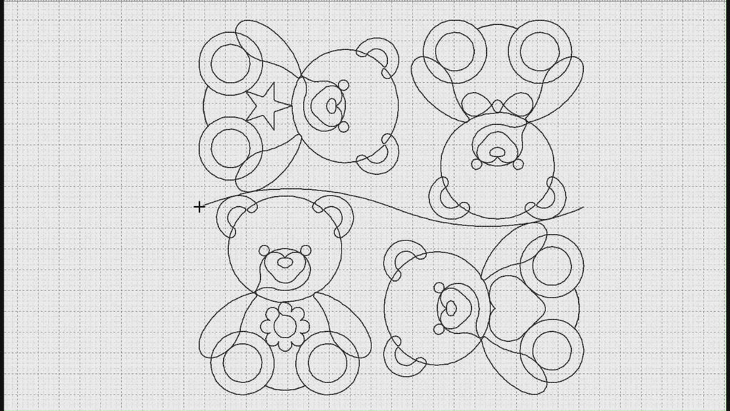 Video preview of Teddy Bear Squared baby quilt pantograph stitching out on a longarm quilting machine