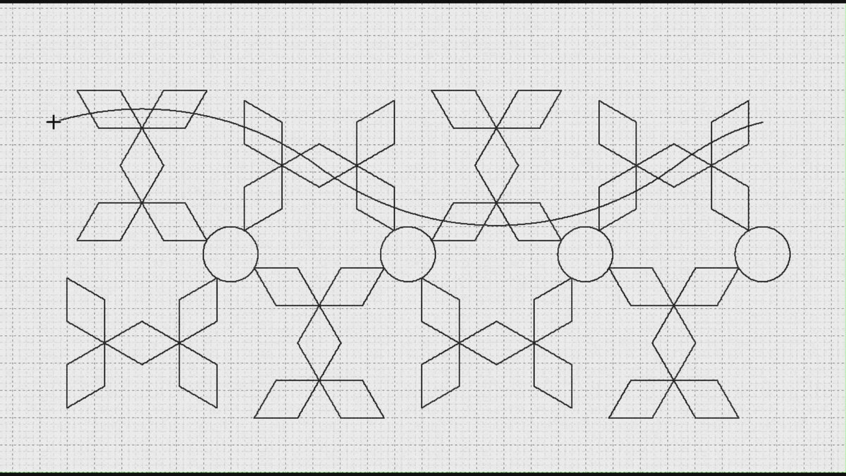 Video preview of Diamond Weave 2 longarm pantograph stitching a continuous line geometric edge to edge quilting design