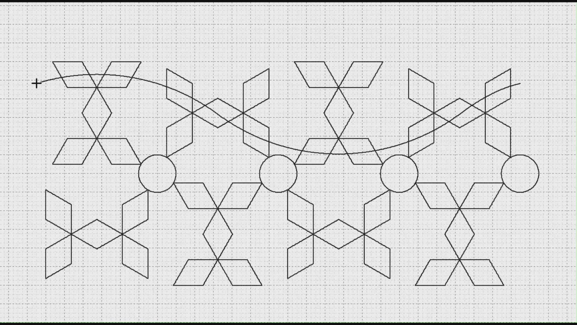 Video preview of Diamond Weave 2 longarm pantograph stitching a continuous line geometric edge to edge quilting design