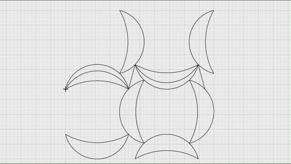 Video preview of the Distal Edge digital pantograph stitching circles and crescent moons on a quilt