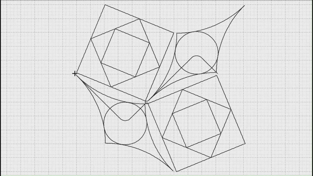 Video preview of Inscription 2 modern geometric quilting pantograph stitching out on a longarm quilting machine