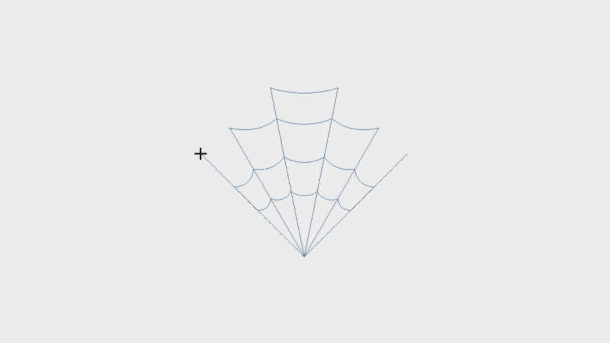 Video preview of Corner Web Halloween quilting pantograph stitching offset spider web rows across a quilt