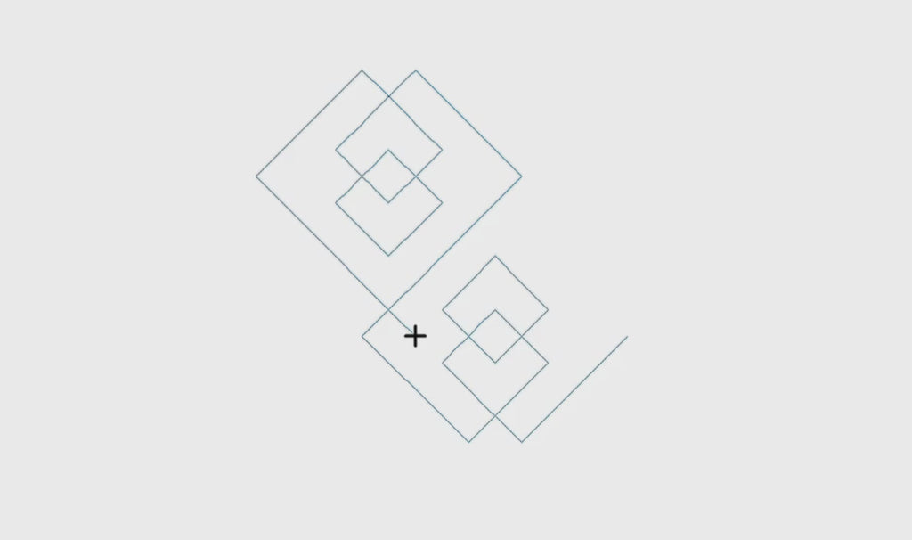 Interlocking Squares easy geometric digital pantograph longarm pantographs showcasing the fluid and continuous motion of the geometric square pattern.
