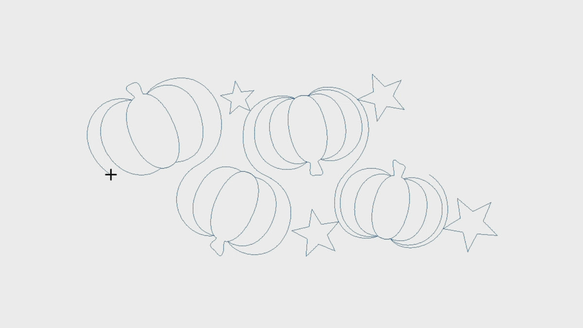Video preview of the Pumpkins and Stars fall quilting pantograph, a digital quilting design for longarm machines