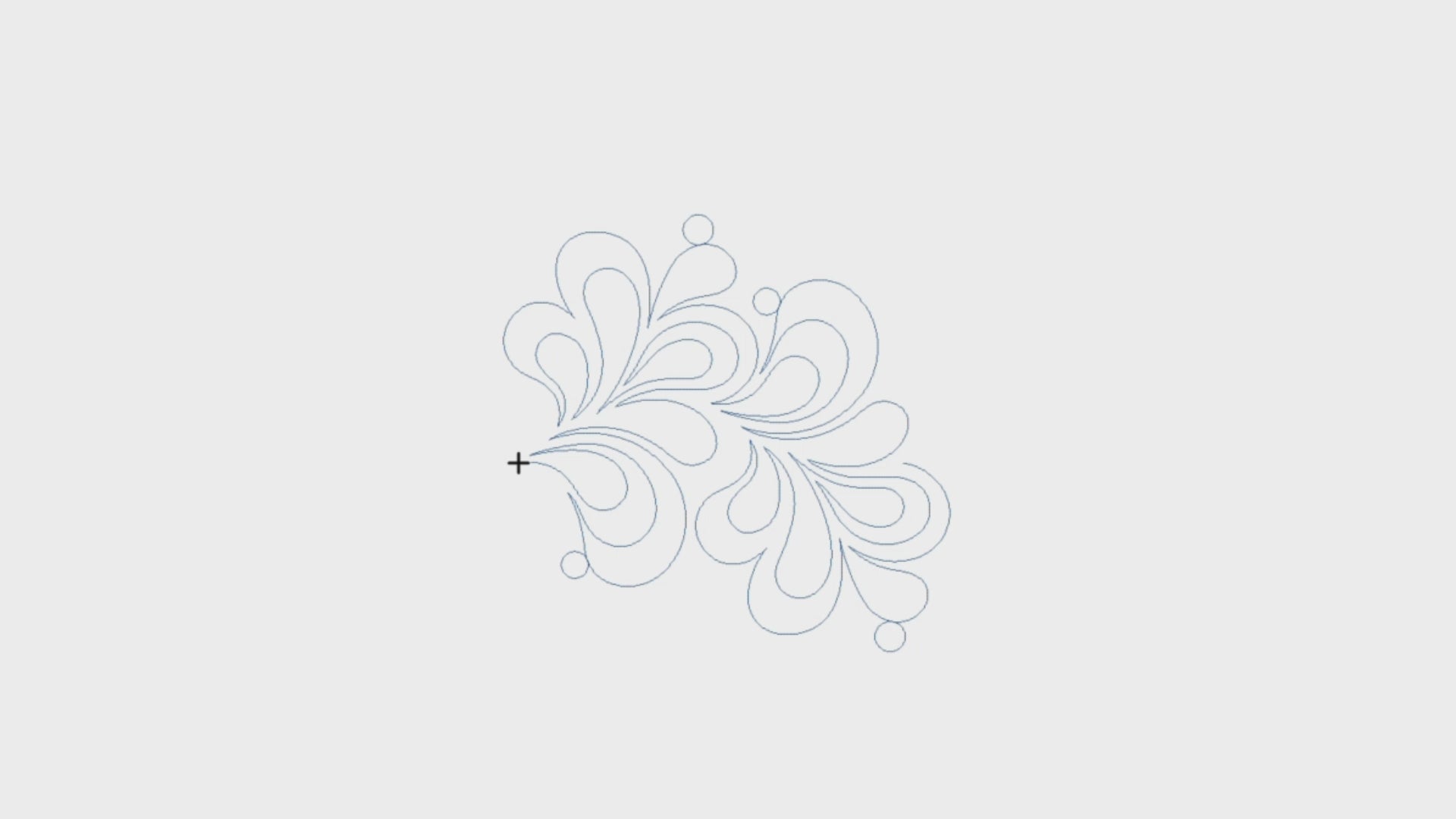 Feather Fancy feather pantograph pattern loaded on a longarm quilting machine, a digital pantograph for longarm quilting compatible with Intelliquilter, Handiquilter, Statler, and other major brands.