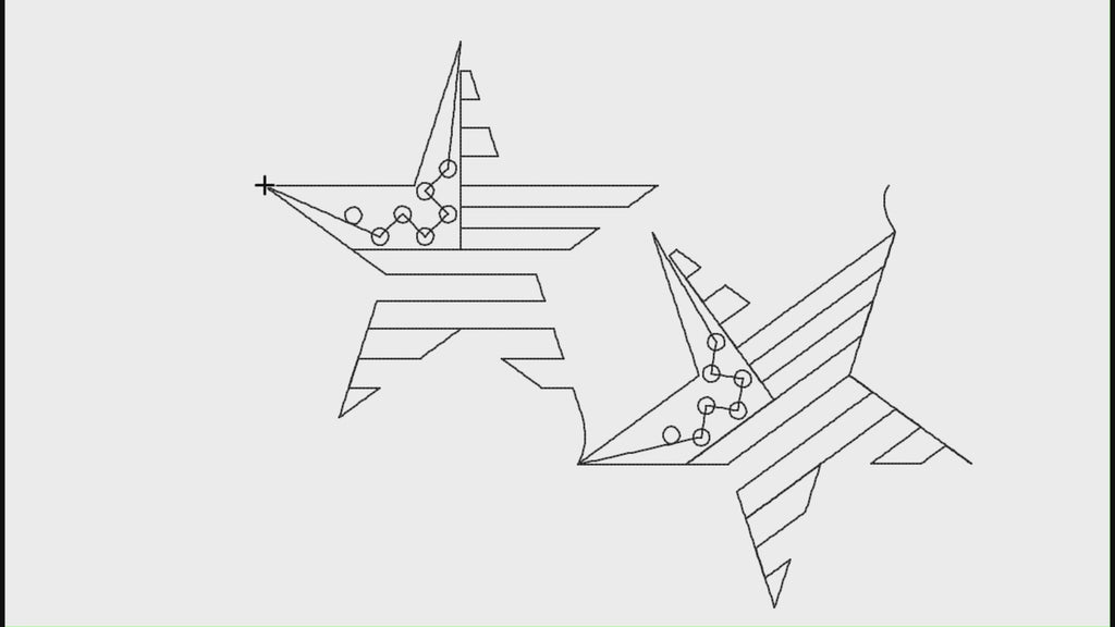 Video preview of Stripes in Stars star quilting pantograph stitching out on a longarm quilting machine
