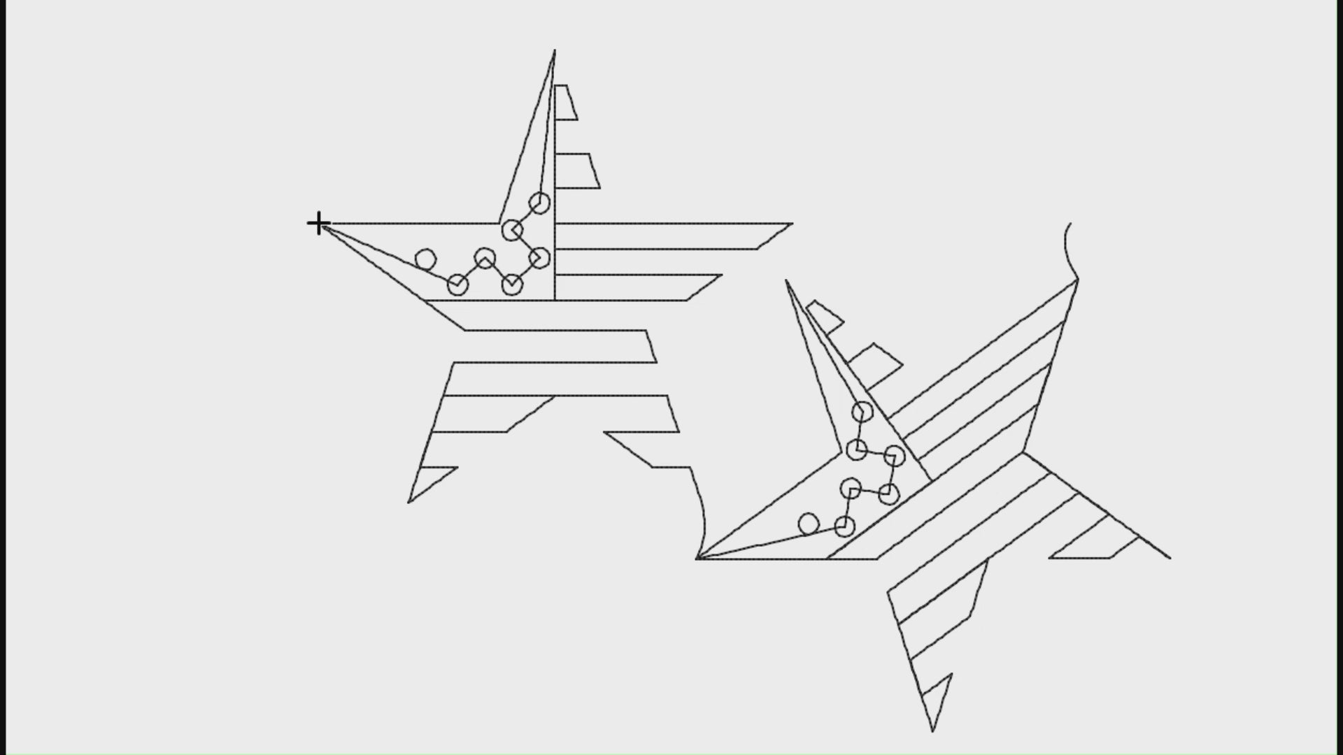 Video preview of Stripes in Stars star quilting pantograph stitching out on a longarm quilting machine