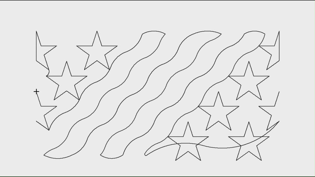Video preview of Continuous Stripes and Stars longarm pantograph stitching a continuous line American flag edge to edge quilting design