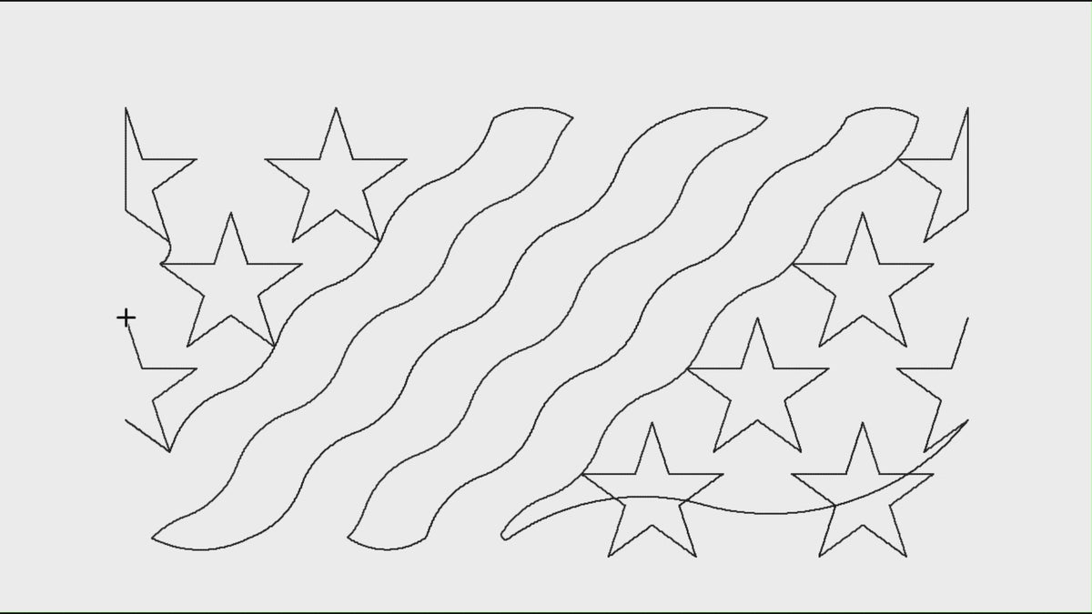 Video preview of Continuous Stripes and Stars longarm pantograph stitching a continuous line American flag edge to edge quilting design