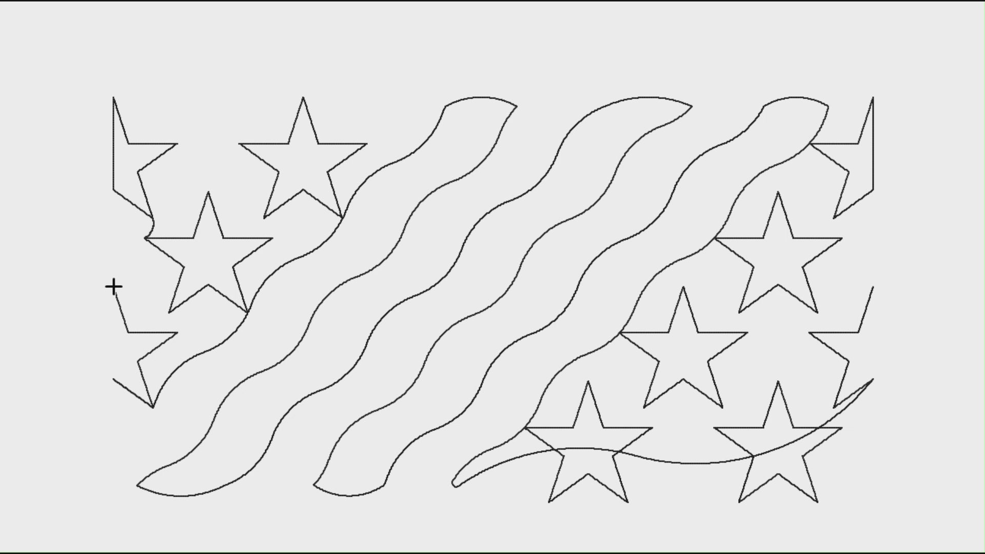 Video preview of Continuous Stripes and Stars longarm pantograph stitching a continuous line American flag edge to edge quilting design