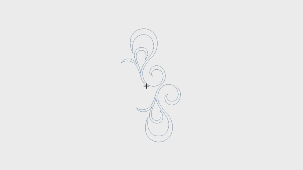 Video preview of Scrolling Peacock Feather digital feather pantograph stitching on a longarm with no backtracking