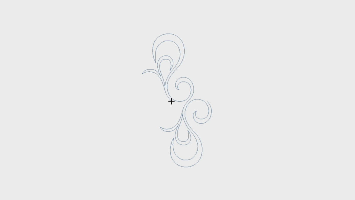 Video preview of Scrolling Peacock Feather digital feather pantograph stitching on a longarm with no backtracking