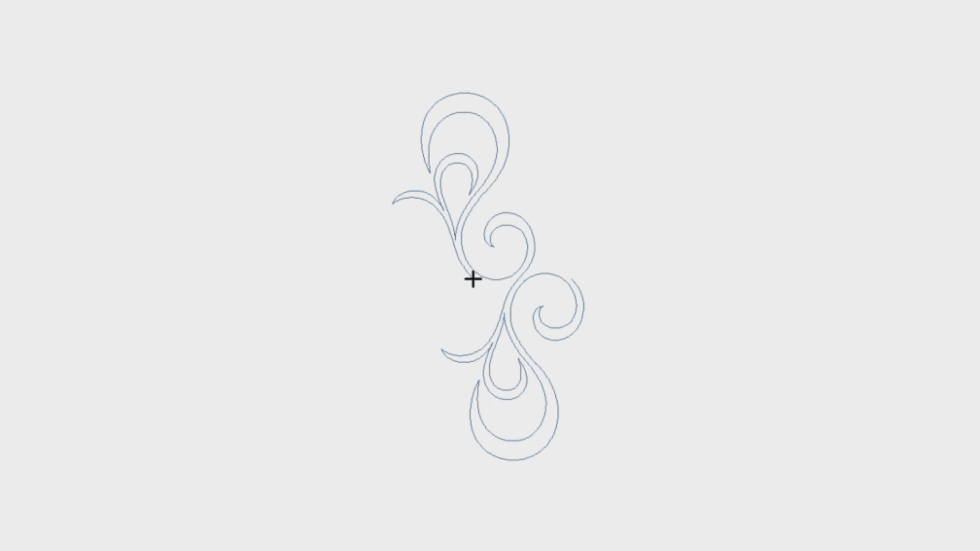 Video preview of Scrolling Peacock Feather digital feather pantograph stitching on a longarm with no backtracking