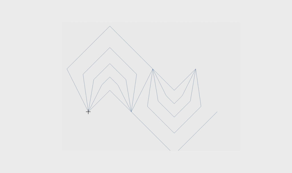 Video demonstration of the Chevron Echo pantograph design in action, showing smooth chevron stitching on a longarm quilting machine.