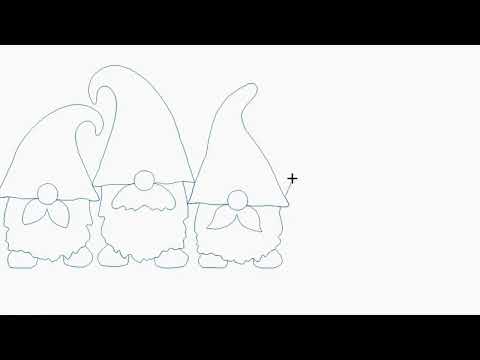 Video demo of A Donsy of Gnomes digital Christmas quilting pattern stitching adorable curly-hatted gnome rows with minimal backtracking on a longarm quilting machine
