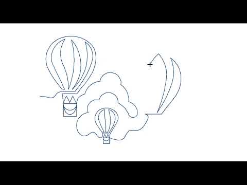 Video demo of Three Balloons whimsical longarm pantograph stitching floating hot air balloons across a quilt on a longarm machine
