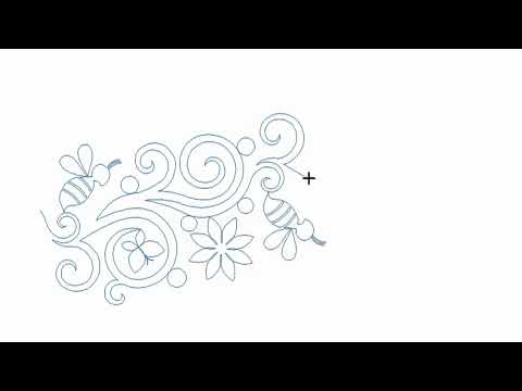 Video demo of Spring Dreams whimsical spring pantograph stitching bees, florals, and butterflies continuously on a longarm machine